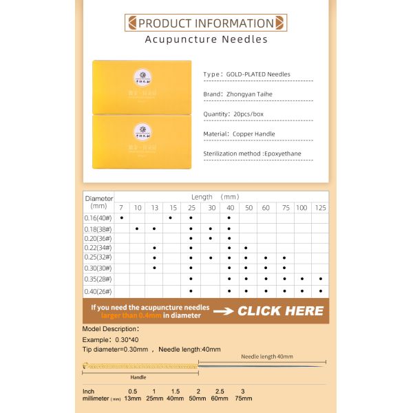 Sterile Oem Acupuncture Needles Disposable Gold Plated