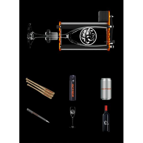 ACMER M2 Laser Rotary Roller Supports Engraving Cylindrical Objects Glass Bottles Stemmed Glasses