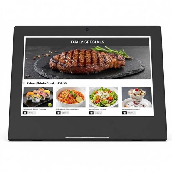 8-inch Interactive Restaurant Menu Screen with Multi-Language Support and CMS Updates for Digital Menu Boards