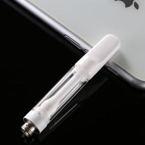 China 0.5ml 1ml Pure White Leakproof CBD Vape Pen Cartridge Full Gram Half Gram Press Tip on sale