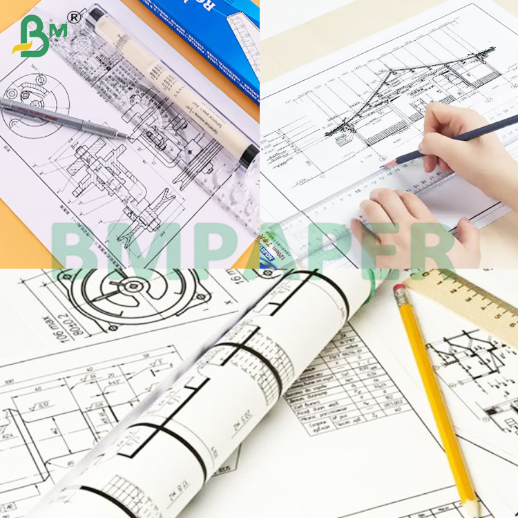 20 lb Large Format CAD Plotter Paper Engineering Paper Rolls showing professional printing quality