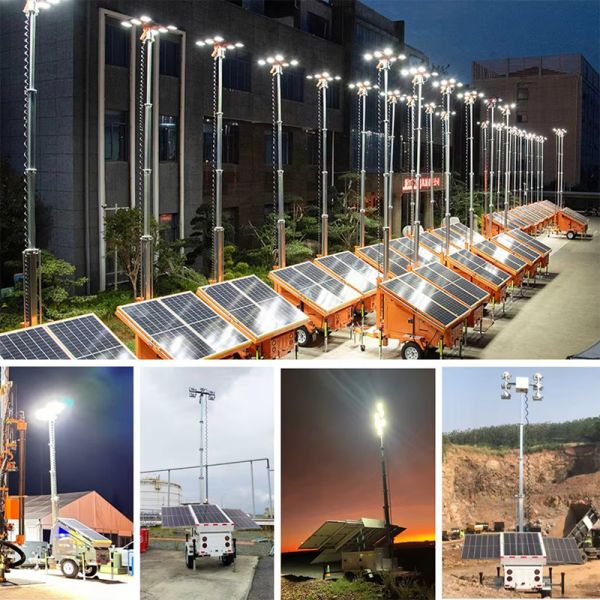 Emergency Light Tower Disaster Relief Operations Solar LED Light Tower Portable Generator Lights