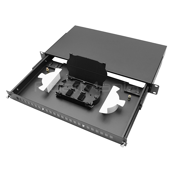 Sliding Fiber Optic Patch Panels 1U 19 Inch With 24 SC Simplex OS2 Single Mode Adapters
