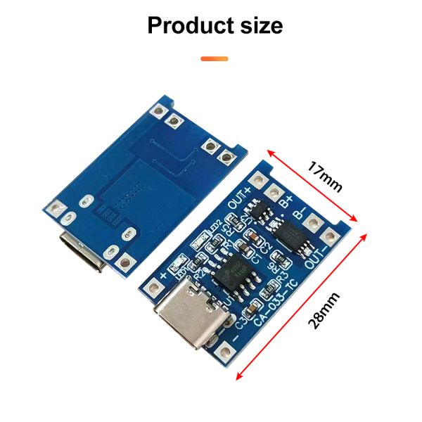 CA-033 Micro Type-C USB 5V Charging Board Dual Function 1A Li-Ion Lithium Battery Charger Module 18650 TP4056 ICs Product