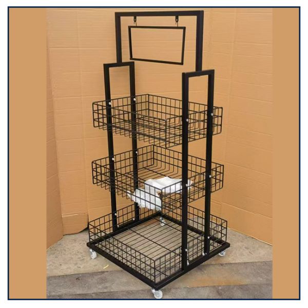 Customized Supermarket Promotion Mesh Cage With Wheels