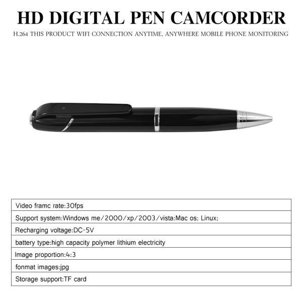 720P Pen Webcam Mini Spy Pen CCTV Camera Wifi Network Pen Camera