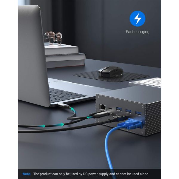 16 In 1 USB-C Docking Station PD 100W Fast Charger PC Host/USB 2.0/3.0 Hub/HDMI 4K60HZ /PD 4K/60HZ/RJ45 Gigabit