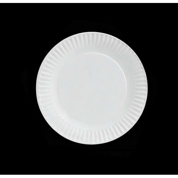 Sturdy disposable 9-inch paper plates designed to withstand heavy in catering kitchens banquet halls and food service operations