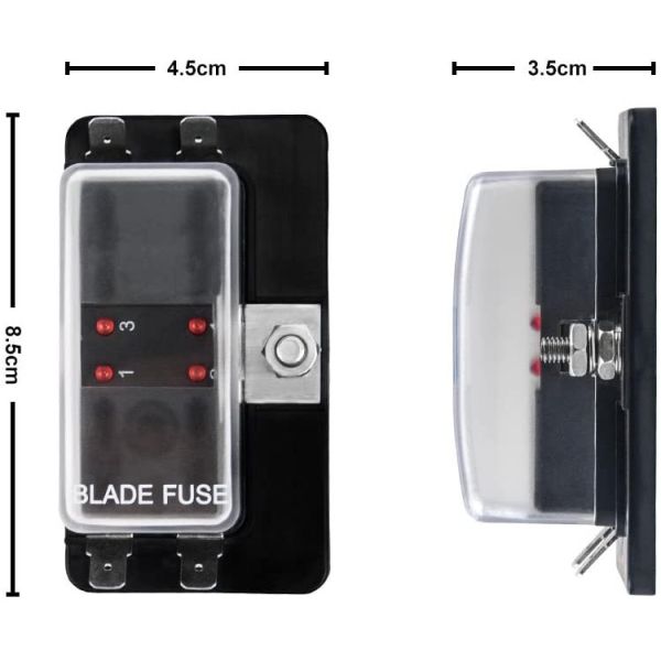 Circuit 4 Way Marine Fuse Block 63g PBT ATC Fuse Holder With Cover