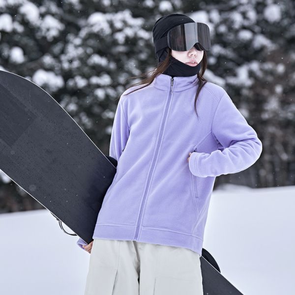 Unisex Polar Fleece Zip Up Mid Layer Jacket for Ski Outdoor