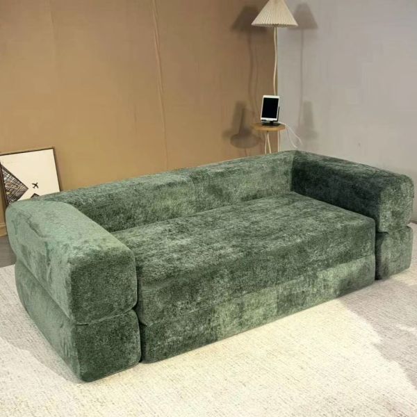 Modern High Density Reclining Leisure Convertible Modular Sofa Bed Eco-Friendly Tufted Back Folding Compressed Design for Living
