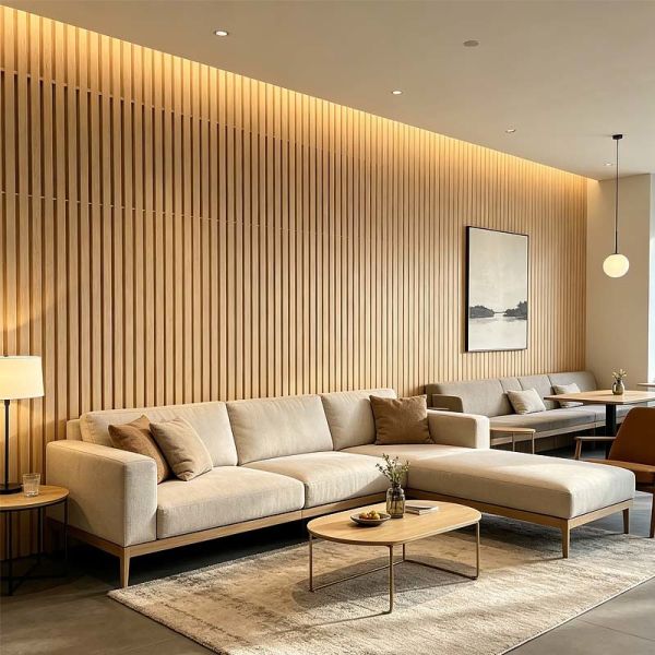 Modern 3D Textured PVC Fluted Wall Panels Waterproof Fireproof Decorative Slat Cladding for Feature Wall Backgrounds