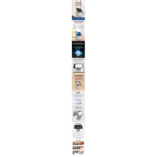 Restaurant Ordering Android POS Machine with 15.6 Inch Dual Screen and Intel Celeron J1900 CPU