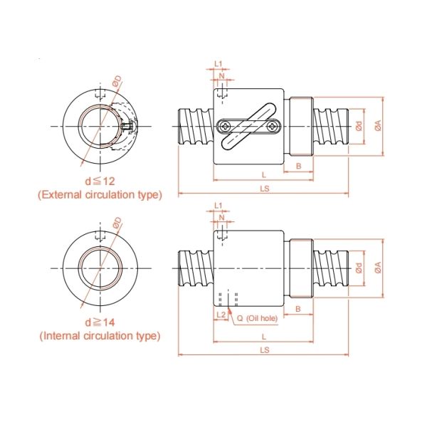 BSHR01004 10mm Diameter Ball Screw Shaft Bidirectional Lead Screw