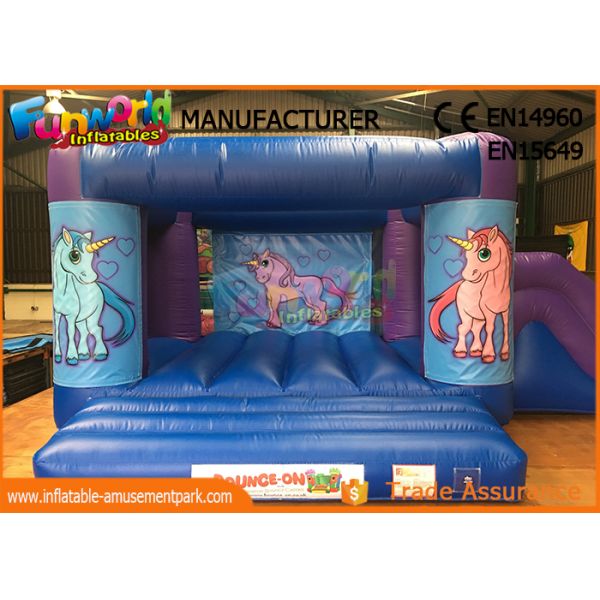 Rainbow Inflatable Bounce Houses For Children , Inflatable Unicorn Bouncing Castle