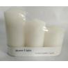 3pk white pillar candle packed into paper tray,then whole set be shrinked for sale