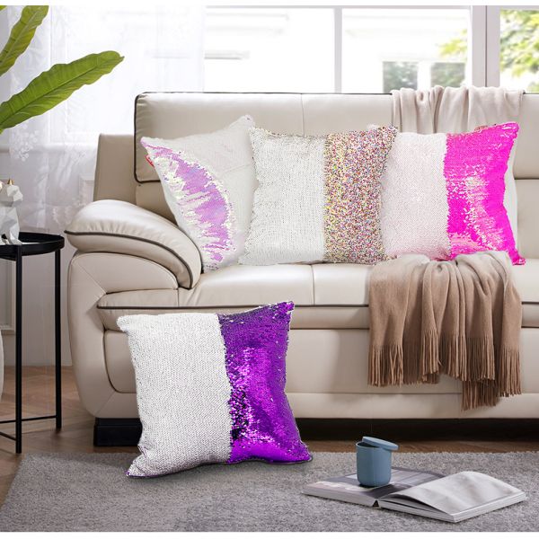 40*40cm Sequin Pillow Case Wholesale Reversible Play Words Pillow Cushion Cover Homeuse Europe India