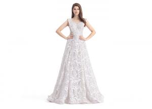 Wholesale Grace White Lace Embroidery Simple Elegant Wedding Dresses Sleeveless U - Neck from china suppliers