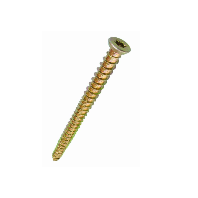 T30 Torx Drive Countersunk Self Tapping Concrete Frame Fixing Screws, Cr6 Yellow zinc plated