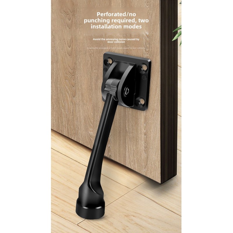 Modern No-Drill Movable Square Door Stopper Easy Installation Anti-Collision Device Stainless Steel Zinc Alloy for Bedroom