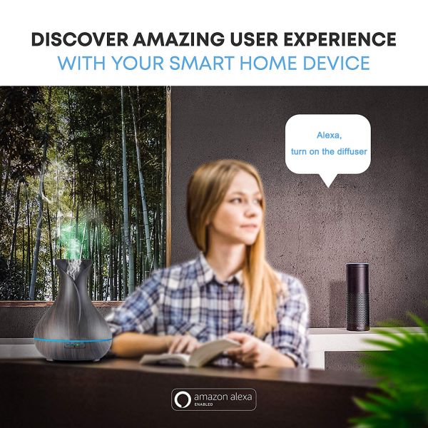 WIFI Vase Shape Smart Ultrasonic Wood Essential Oil Aroma Diffuser With Remote Control