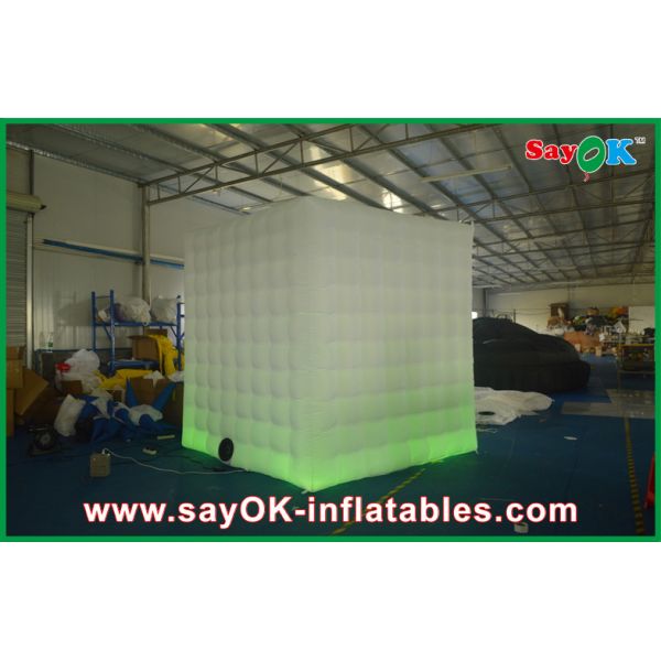 Advertising Booth Displays White Curtain Lighting Inflatable Photo Booth 210D Oxford Cloth