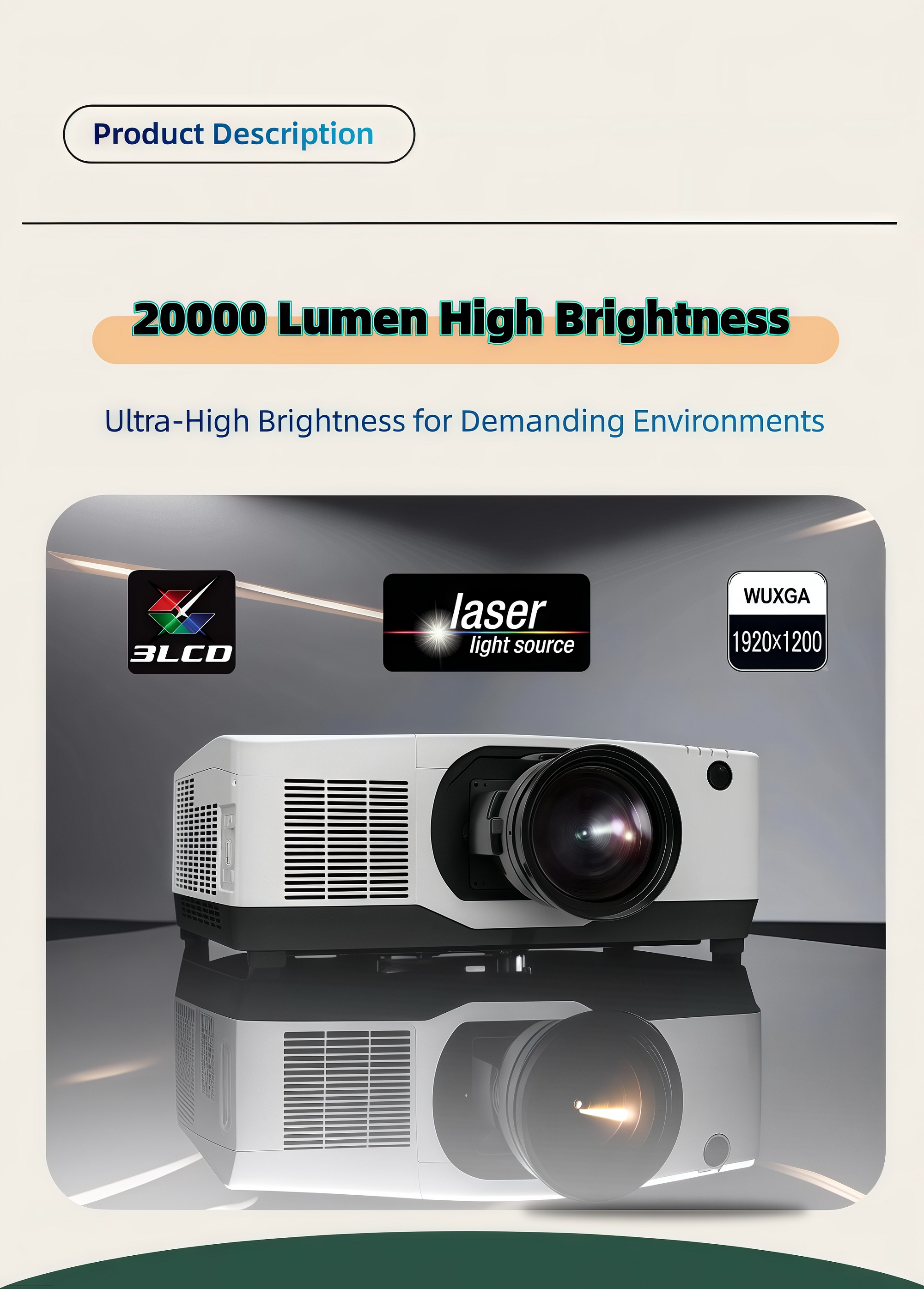High-Brightness 20,000 Lumen Laser Projector for Professional 3D Projection Mapping