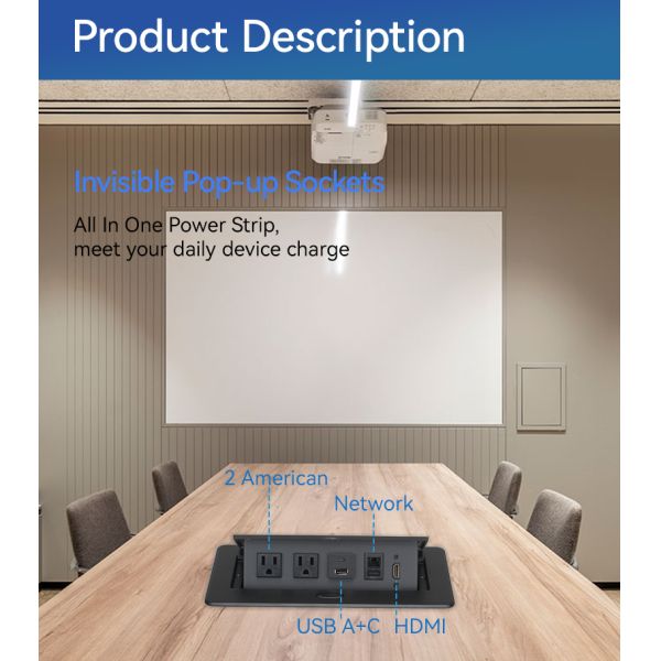 ROHS Indoor Furniture Pop Up Socket Box With Multi Outlets Under Desk Plug
