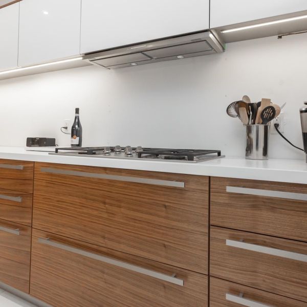 Customization Modern Dark Brown Kitchen Cabinets European Style L Shaped