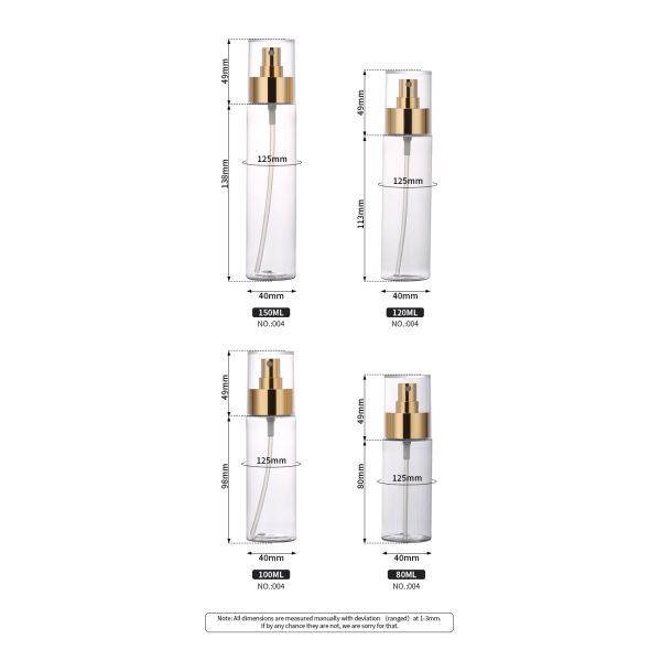 Alcohol Transparent Plastic Spray Bottle Cylinder 40mm Diameter