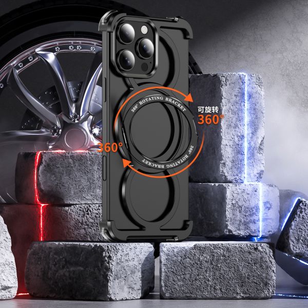 Customized Mobile Phone Case With Magnetic Aluminum Alloy Bracket, Bare Shell, Tpu Anti-Fall Wireless Charging, Suitable For Apple 17pm Mobile Phone