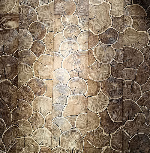 European Oak End Grain Engineered Wood Flooring Leaf Pattern Geometric Parquet Flooring