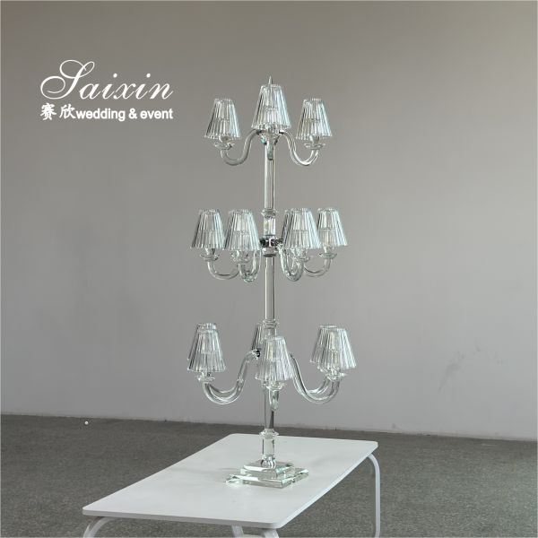 Wedding Flooring Decoration Tall Gold Flower Stand With Candle Holder Centerpiece