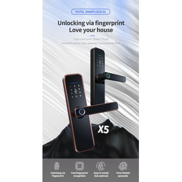 Bronze Tuya Smart Door Lock 5VDC Electronic Entry Door Locks For Home