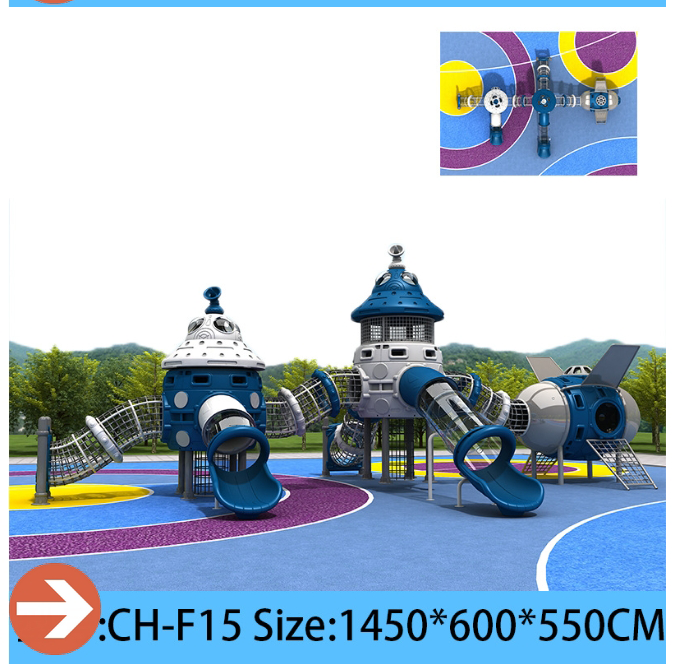 Rocket Ship Theme Outdoor Playground Slides Plastic Combination Slides Climbing Adventure Play Sets for Kindergartens Resorts Parks Kindergartens Safe