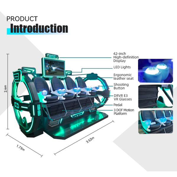 Indoor 9D VR Cinema Chair Multiplayer Shooting Game 4-Seat VR Theme Park for Shopping Malls