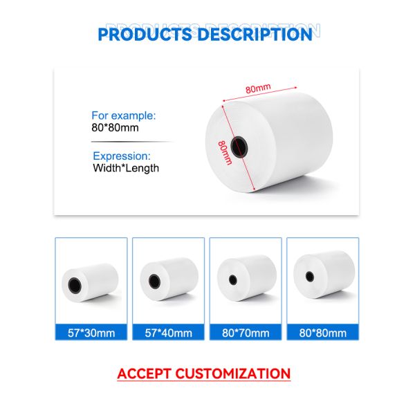 Thermal POS Paper Roll UV Printing Customized Color 80x80mm