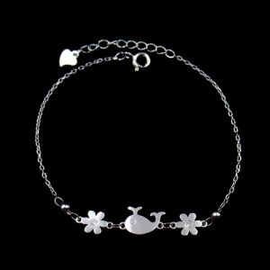 Buy cheap Unique Design Silver Cubic Zirconia Bracelet With Whale And Flower from wholesalers