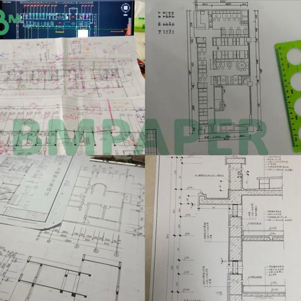 80g White CAD Plotter Paper For Engineering Drawing