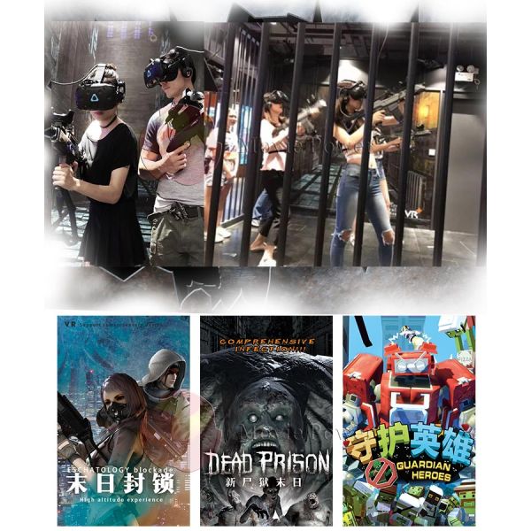220V Standing Up 9D VR Arcade Game Machine Electronic Multiplayer Haunted Escape Room