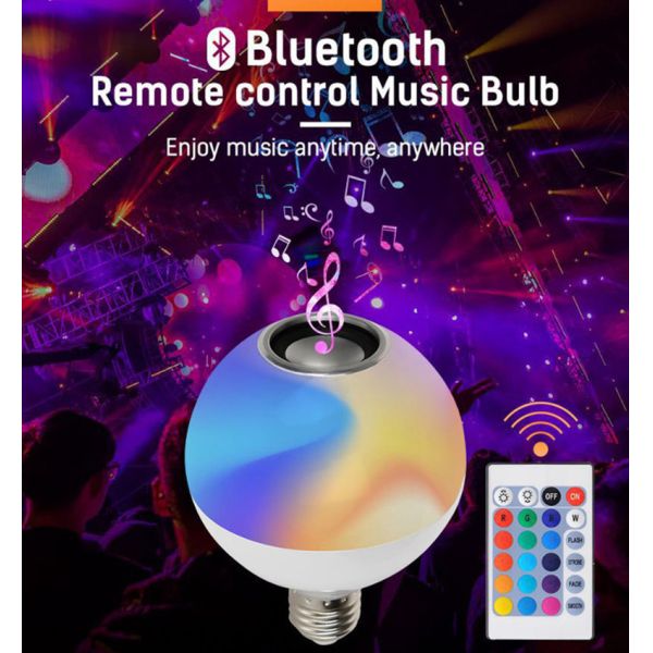 12W E27 Smart LED Bluetooth Speaker Bulb Stereo Audio RGB Color Changing