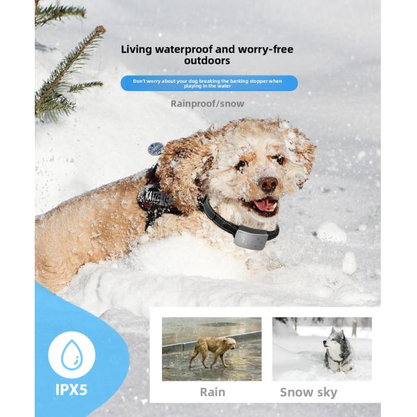 Rechargeable Electric Dog Training Collar Bark Control Beep Vibration Shock Features Waterproof IPX5 20 Hours Battery Life for