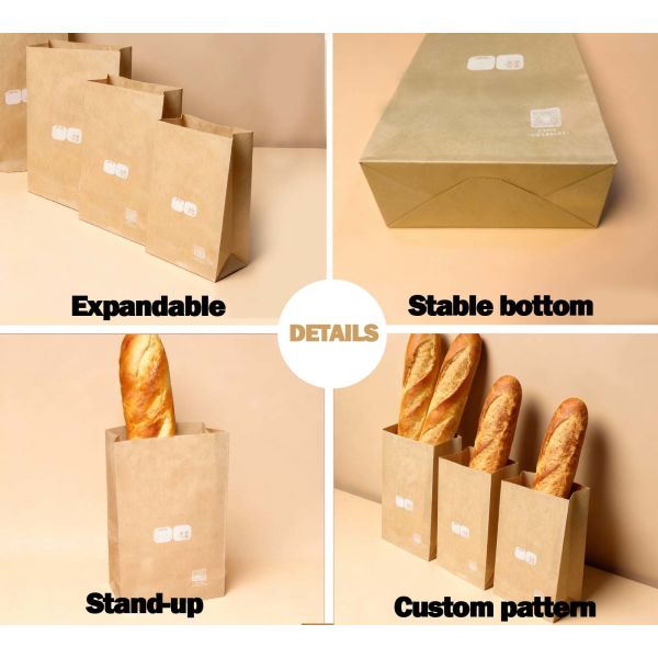 Customized Kraft Paper SOS Bread Bag - Eco-Friendly & Versatile Bakery Packaging Bakery Bag Bread Bag Food Bag Take Away Bag