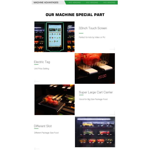 XYZ Metal Steel Frame XY Axis Elevator Fresh Vegetables Fruit Smart Touch Screen Vending Machine Touch Screen
