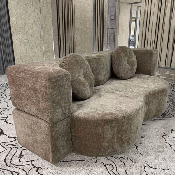 Modern Style Velvet Integrated Sectional Sofa Bed Comfortable Frameless Compressed Sofa for Apartments Modular Couch Corner Sofa