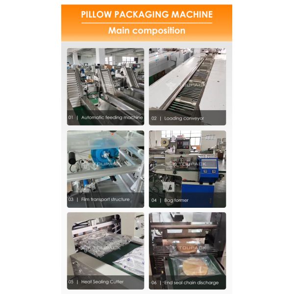 Automatic Servo Motor Soap Bread Flatbread Bag Horizontal Pillow Flow Wrapping Packing Machine Pillow Bag Packing Machine