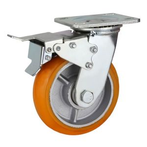 Buy cheap heavy duty orange PU on cast iron casters from wholesalers