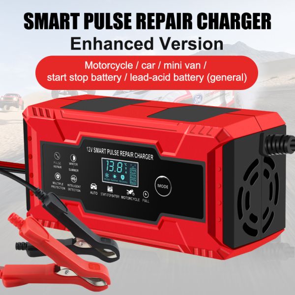 Intelligent 12V 6A/24V 6A Car Battery Charger with Current Protection and Low Tension Protection Connector Pulse Repair