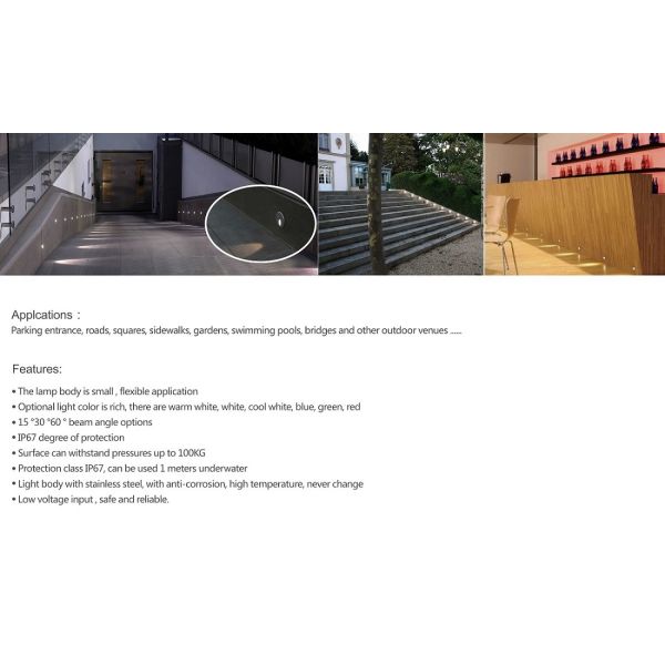 1W Mini DC12V Outdoor Stair Lighting Recessed Landscape Spotlights Deck Stair Lights Interior Outdoor Led Step Lights Le