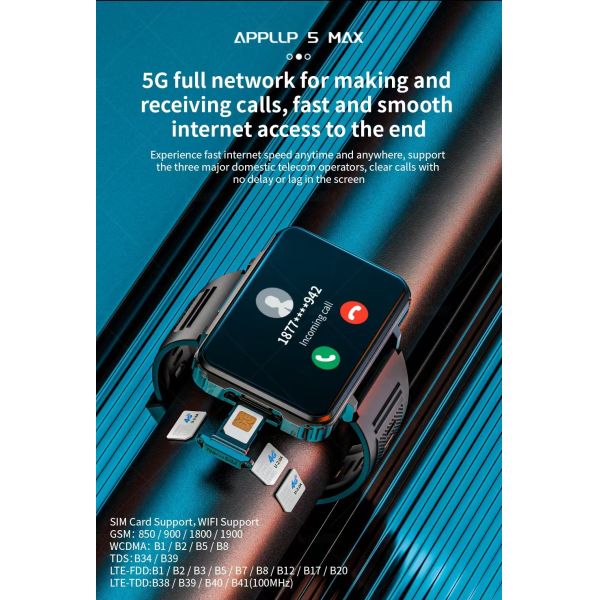 APPLP 5 MAX 4G Sim Card Android Smartwatch 4G Video Call Smart Watch 2.4 Inch
